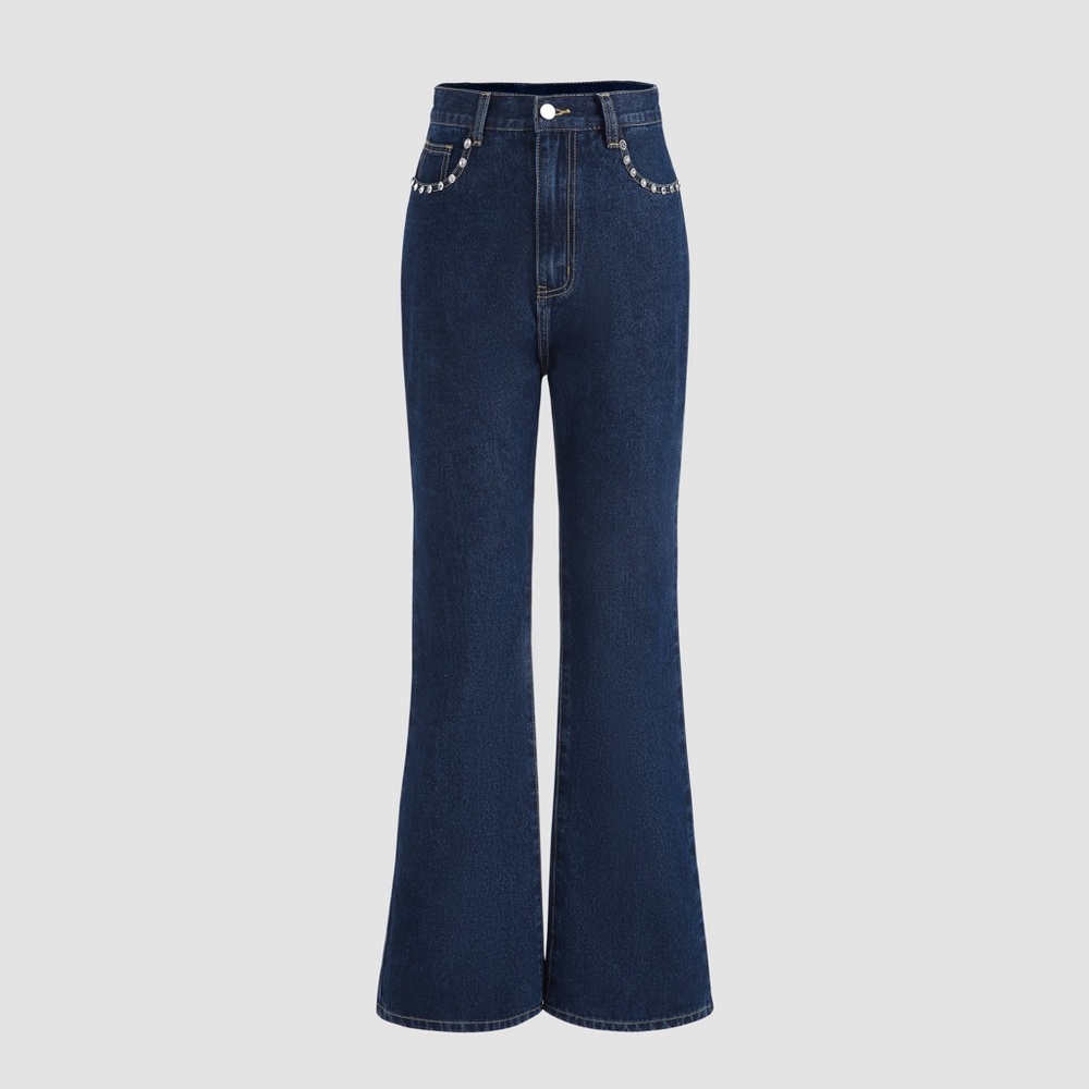 DENIM FIT AND FLARE PANTS